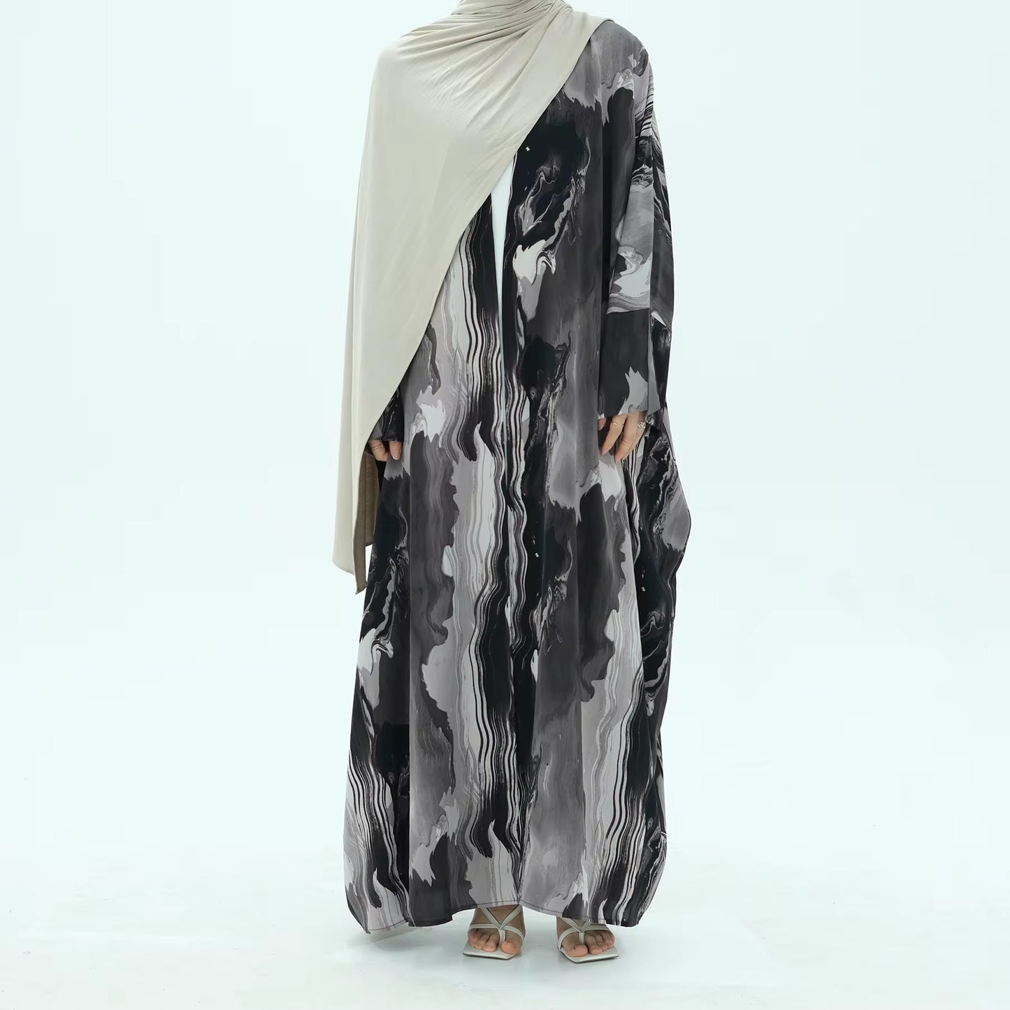 Printed open cardigan