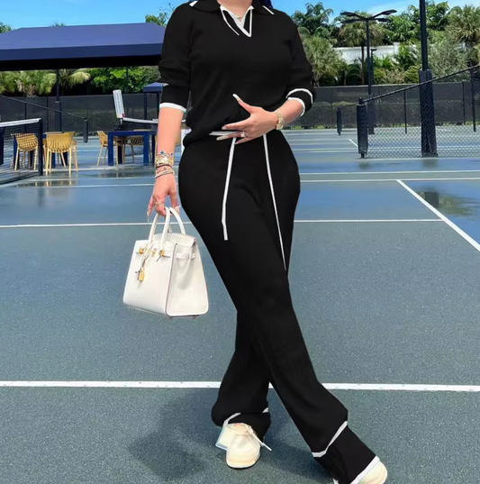 Knitted wide leg and sweater set