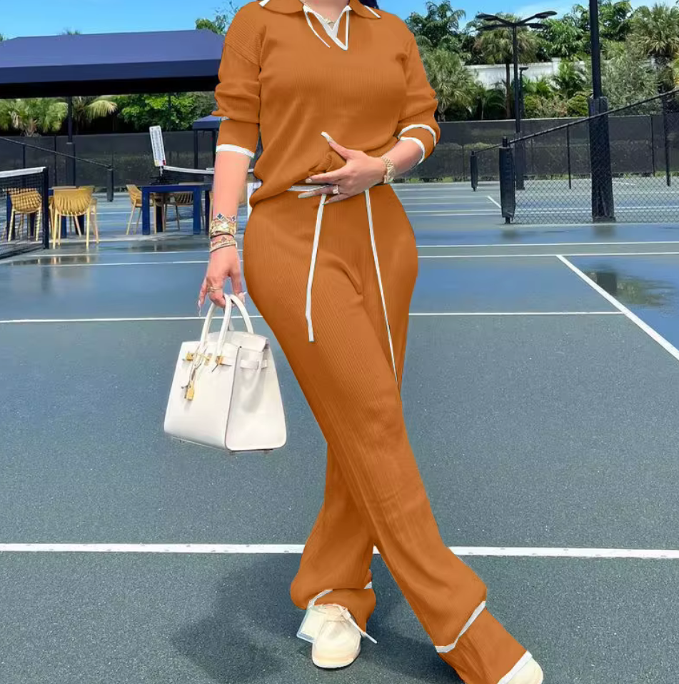 Knitted wide leg and sweater set