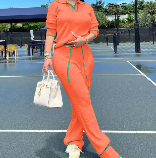 Knitted wide leg and sweater set